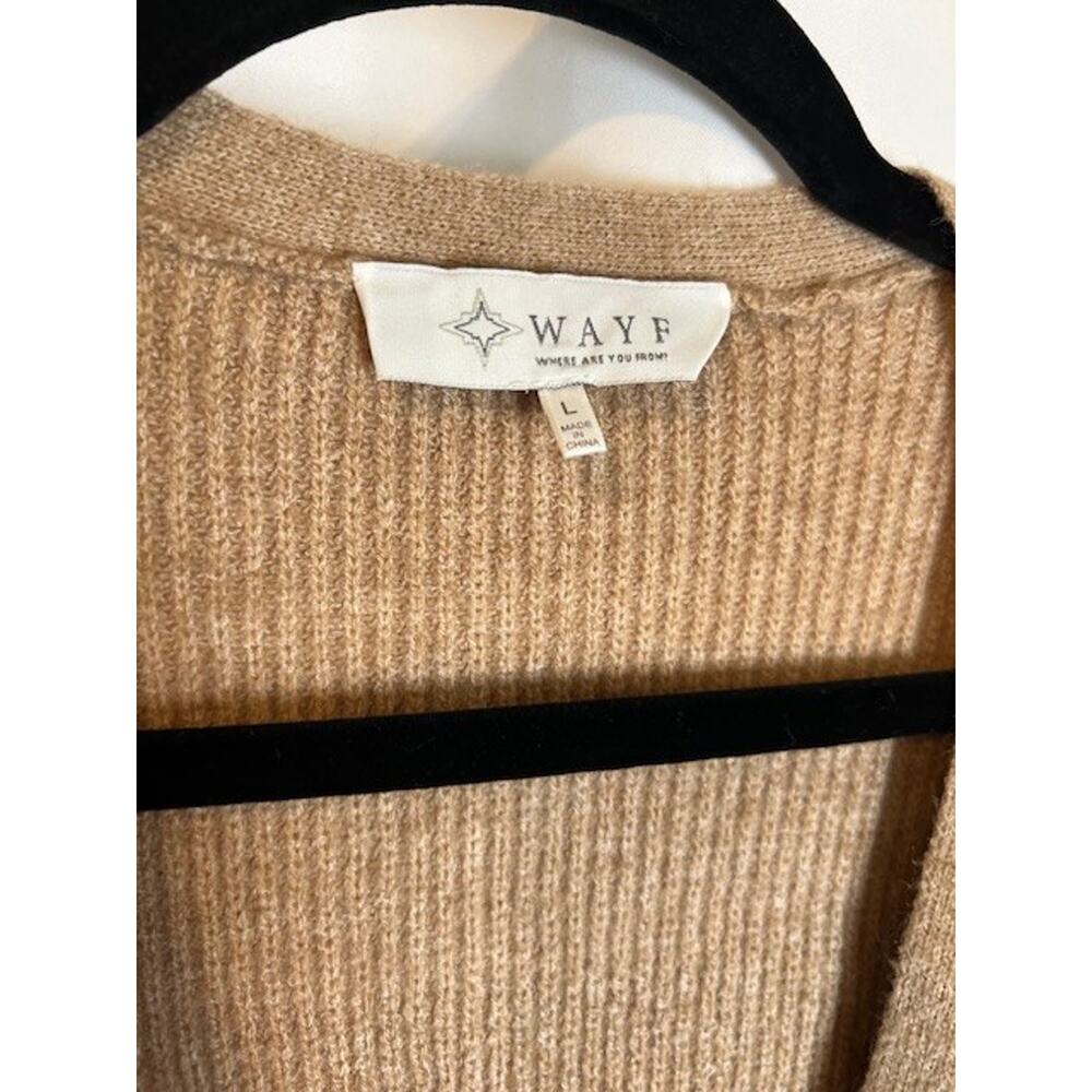 WAYF Women Brown Ribbed Tie-Front Cardigan L - Picture 3 of 7